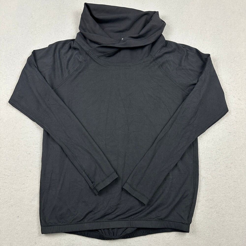Lululemon Shirt Women 4 Black Solid Long Sleeve Cowl Neck Pullover Top Running